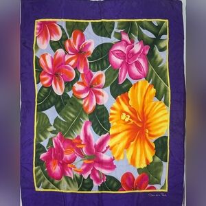 Oscar de la Renta Crepe Silk Scarf Hibiscus